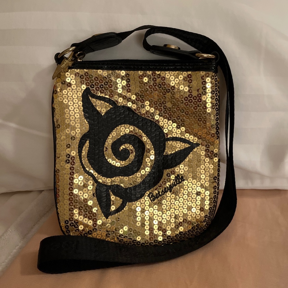 Vintage Betsey Johnson Gold Rose Sequin Crossbody